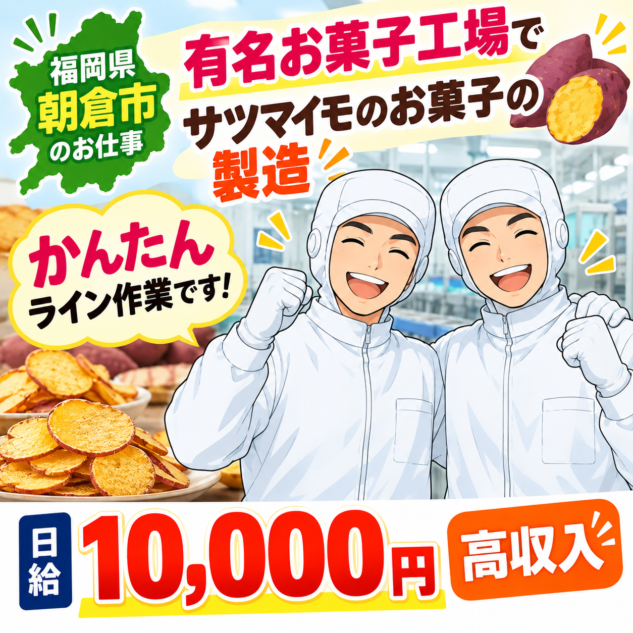 派遣社員 製造工場スタッフ 食品工場スタッフ 検品 食品加工 仕分け 材料投入 機械オペレーター 九州・沖縄求人イメージ